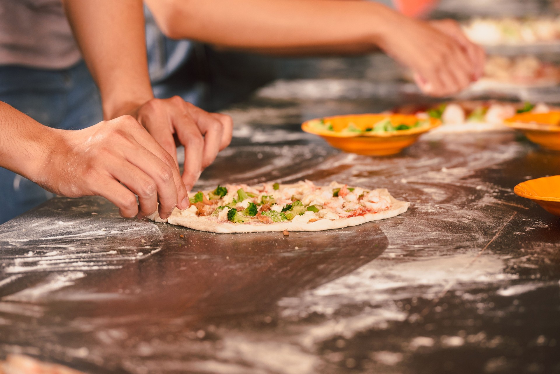 Cooking pizza