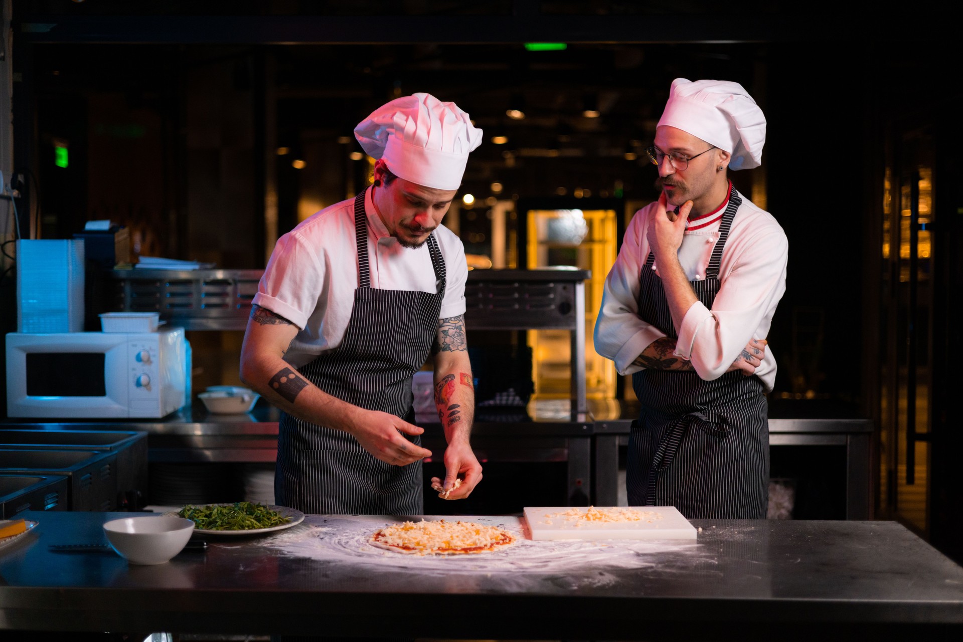 Learning to make pizza in a restaurant!